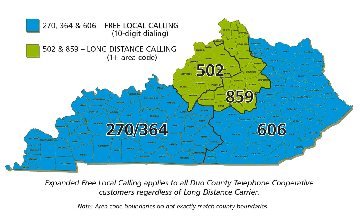 expanded local calling area map