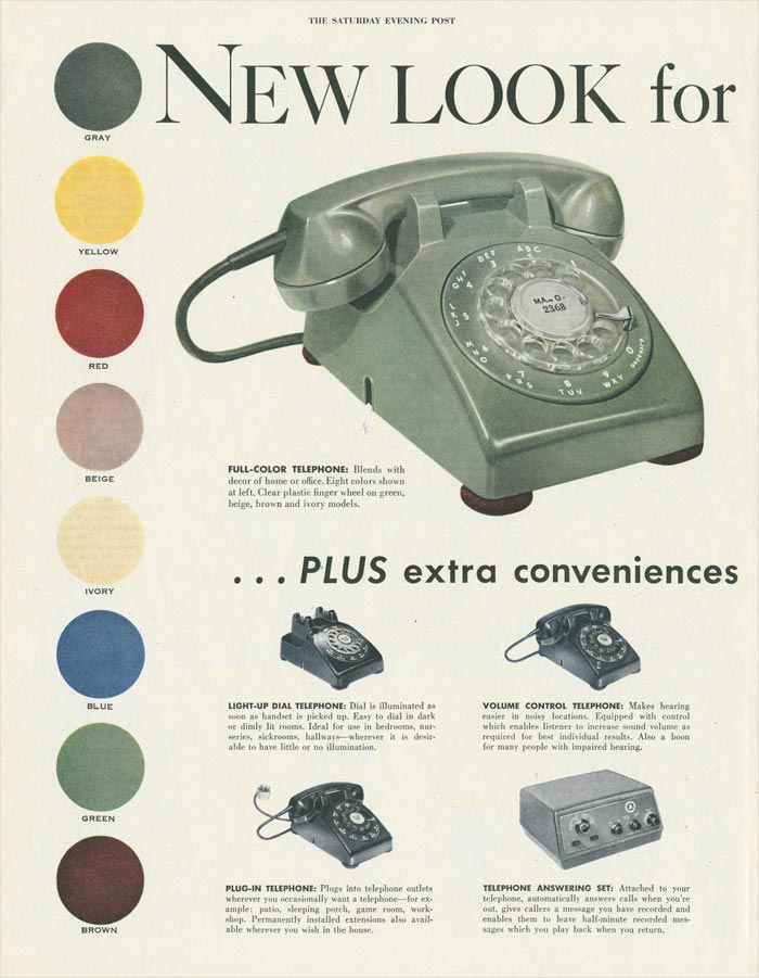 Old advertisement for a "modern" telephone.